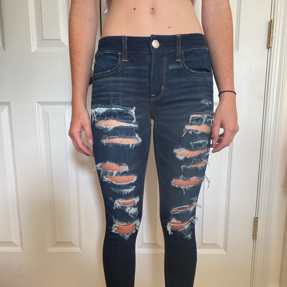 Ripped Dark Wash Jeans - Picture 2 of 6